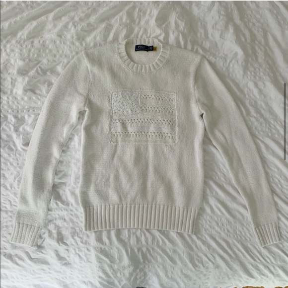 New Ralph Lauren American Flag White Sweater - Picture 6 of 12
